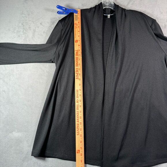 Kasper Cardigan Jacket XL Black Jersey Open Front Fitted Back Goth Casual Office - Picture 5 of 10